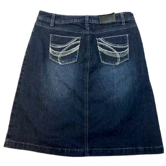 Baccini Dark Wash Denim A-Line Skirt - Picture 2 of 3